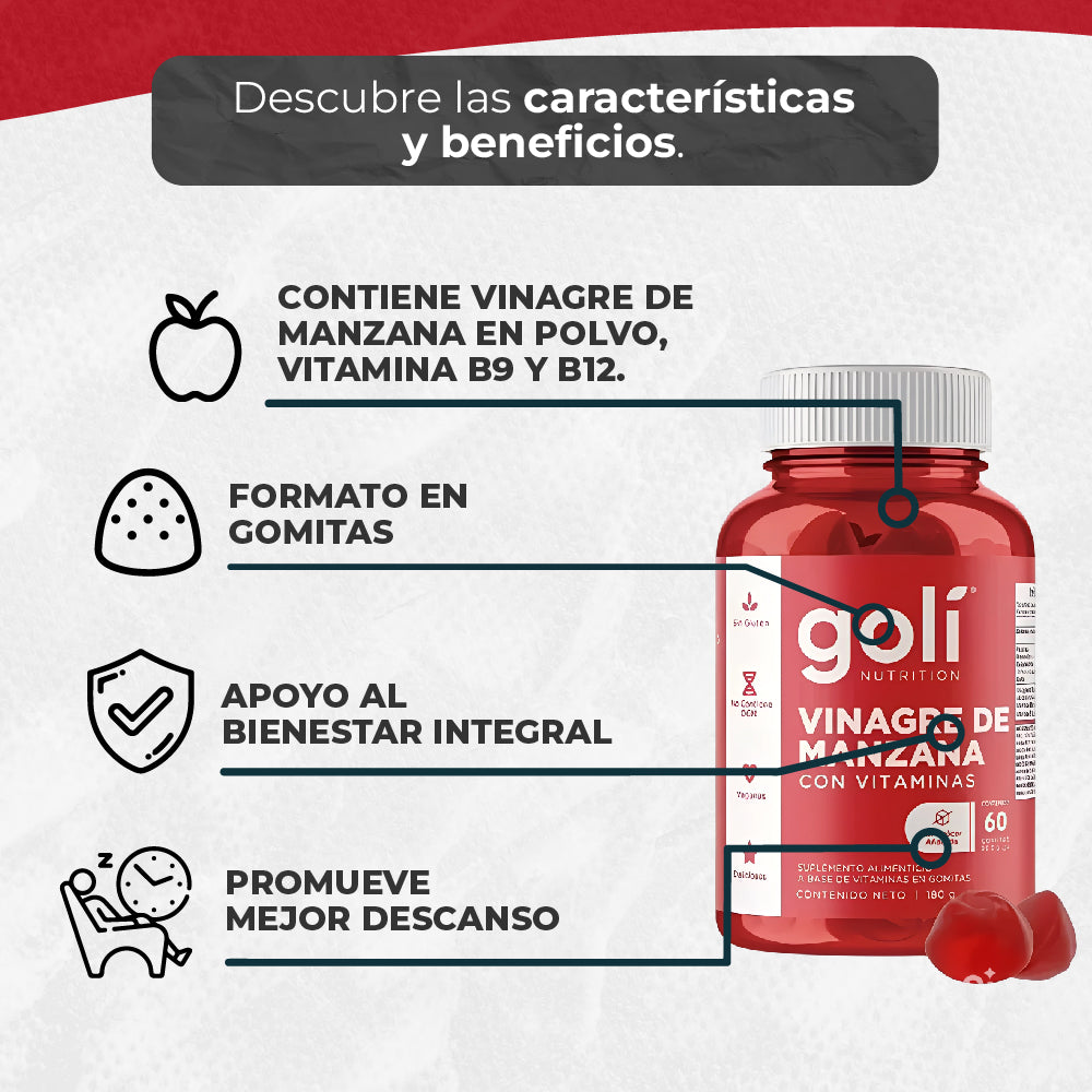 GOMAS GOLI NUTRITION VINAGRE DE MANZANA 🍎 EL NÚMERO 1 DEL MUNDO